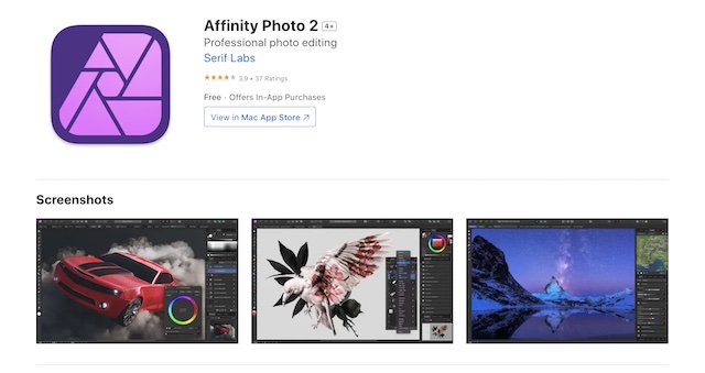 Affinity Photo Editing Software