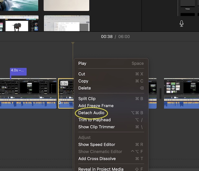 detach audio in imovie