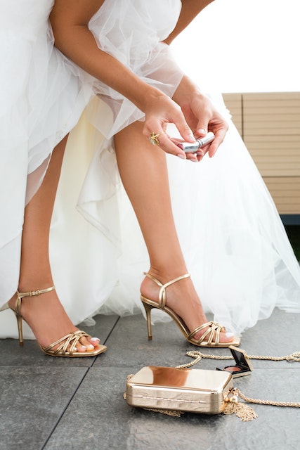 heel sandals with dresses wedding