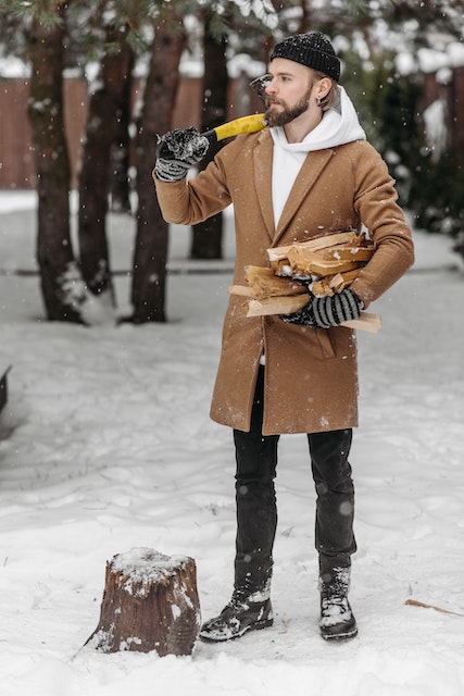 overcoat with hoodie and jeans