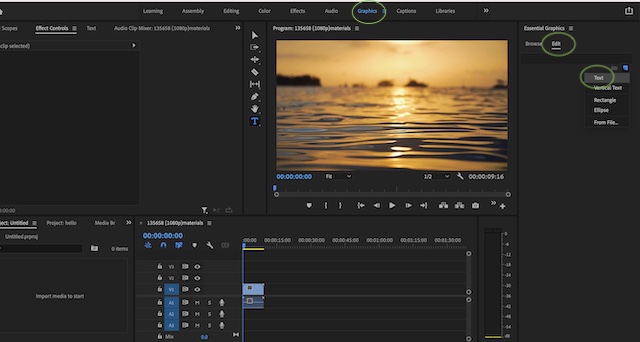add text in premiere