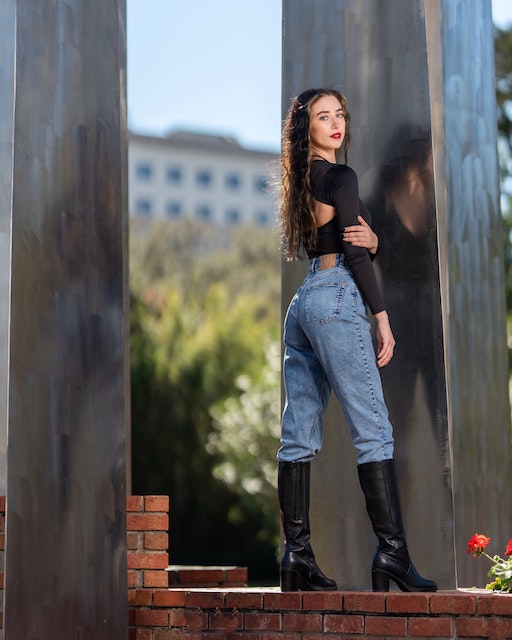 knee high boots with jeans