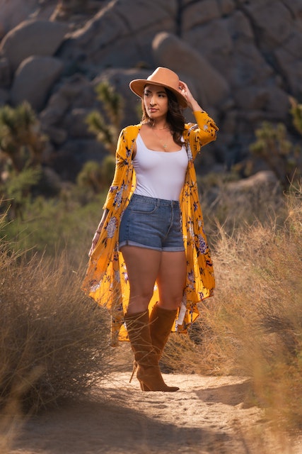 suede knee high boots with denim shorts