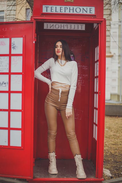 white boots with brown leather leggings