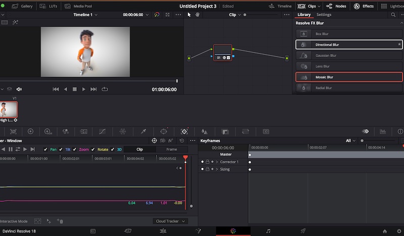 how to blue face in a video in davince resolve 001