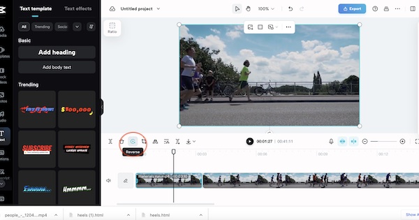 reverse a video online capcut