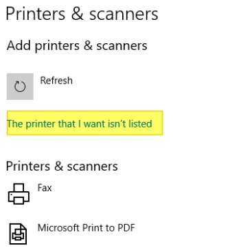 the printer that was not listed