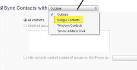google contacts from itunes