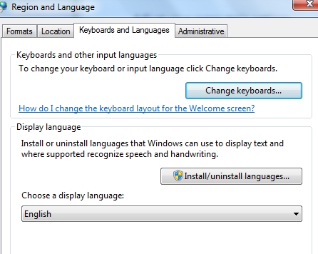 change the system language in windows