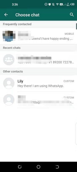 select whatsapp contact