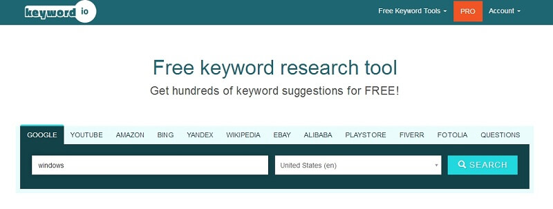keyword.io free longtail keyword tool